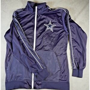 Dallas Cowboys NFL Authentic Men Full Zip Blue Track Jacket XLT Pockets